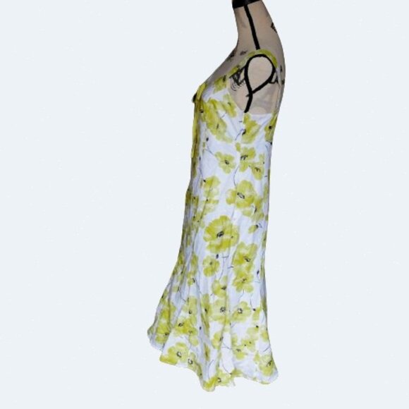 Per Una white Green Floral Sundress Elegant Summer Midi cotton Dress size 12 R - Picture 3 of 13